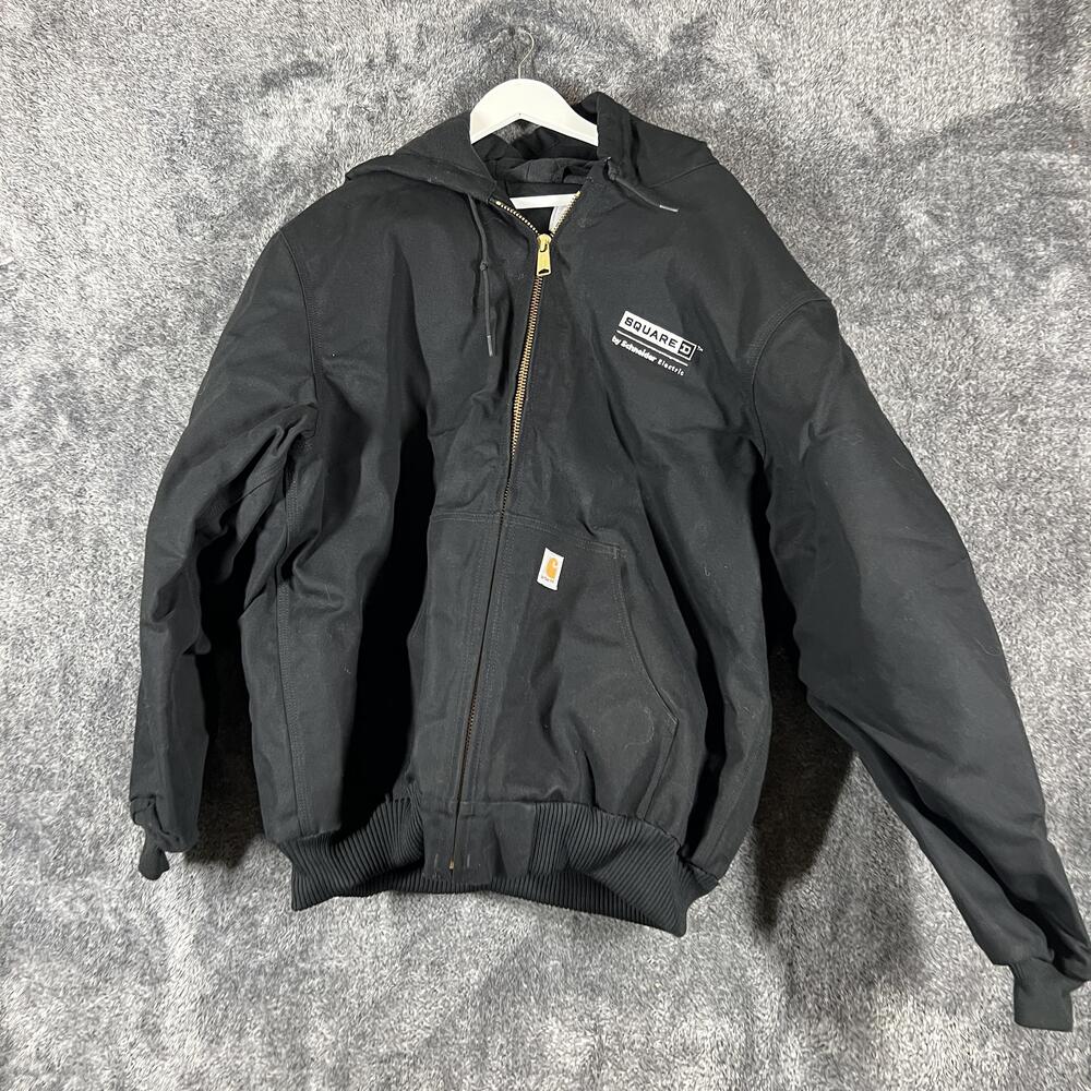 Carhartt Jacket Mens XLT Black Quilted Hooded Insulated Canvas 103940 Big & Tall